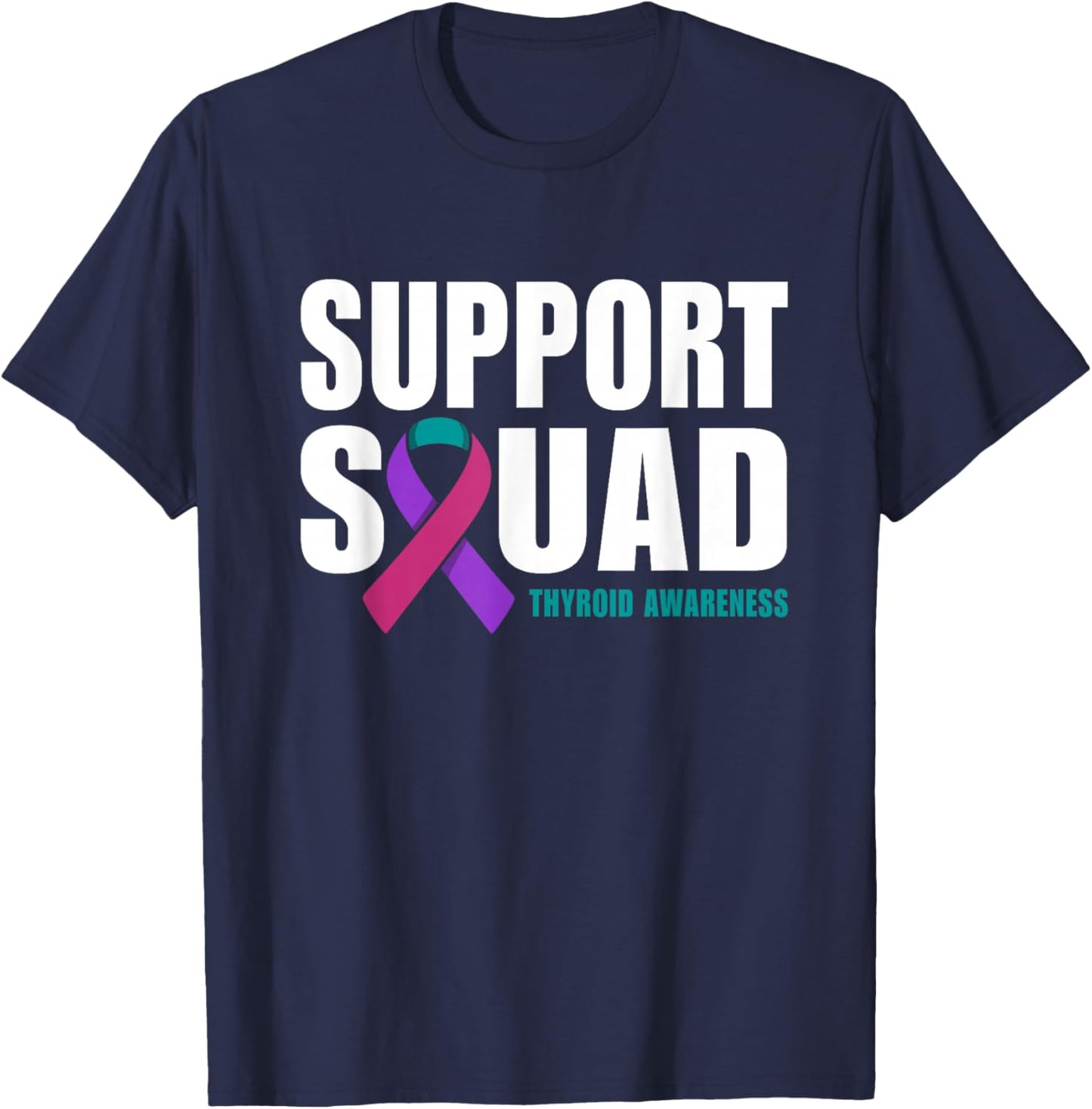 Support Squad Thyroid Awareness Ribbon T-Shirt - T-Shirt | Navy