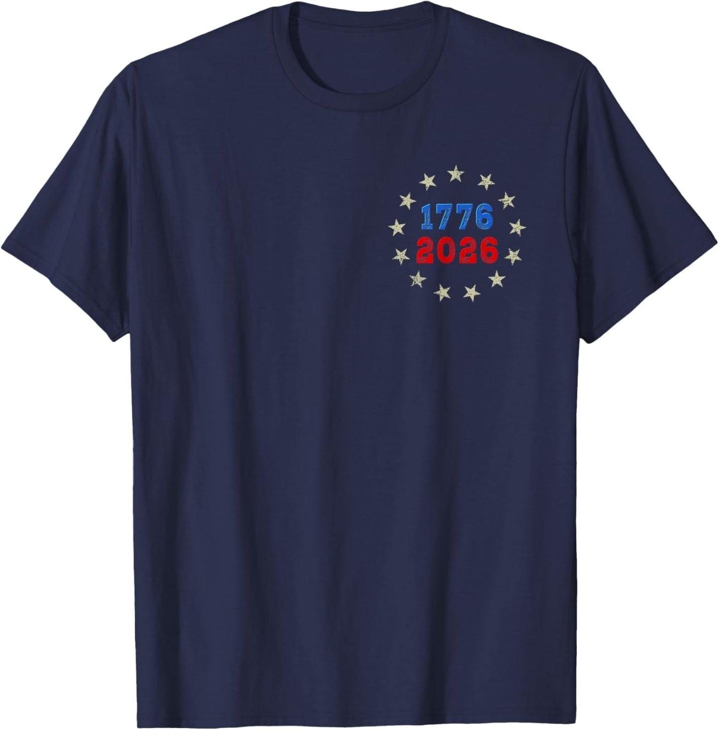 250 Years American Flag (2 Sides) Front and Back T-Shirt - T-Shirt | Navy