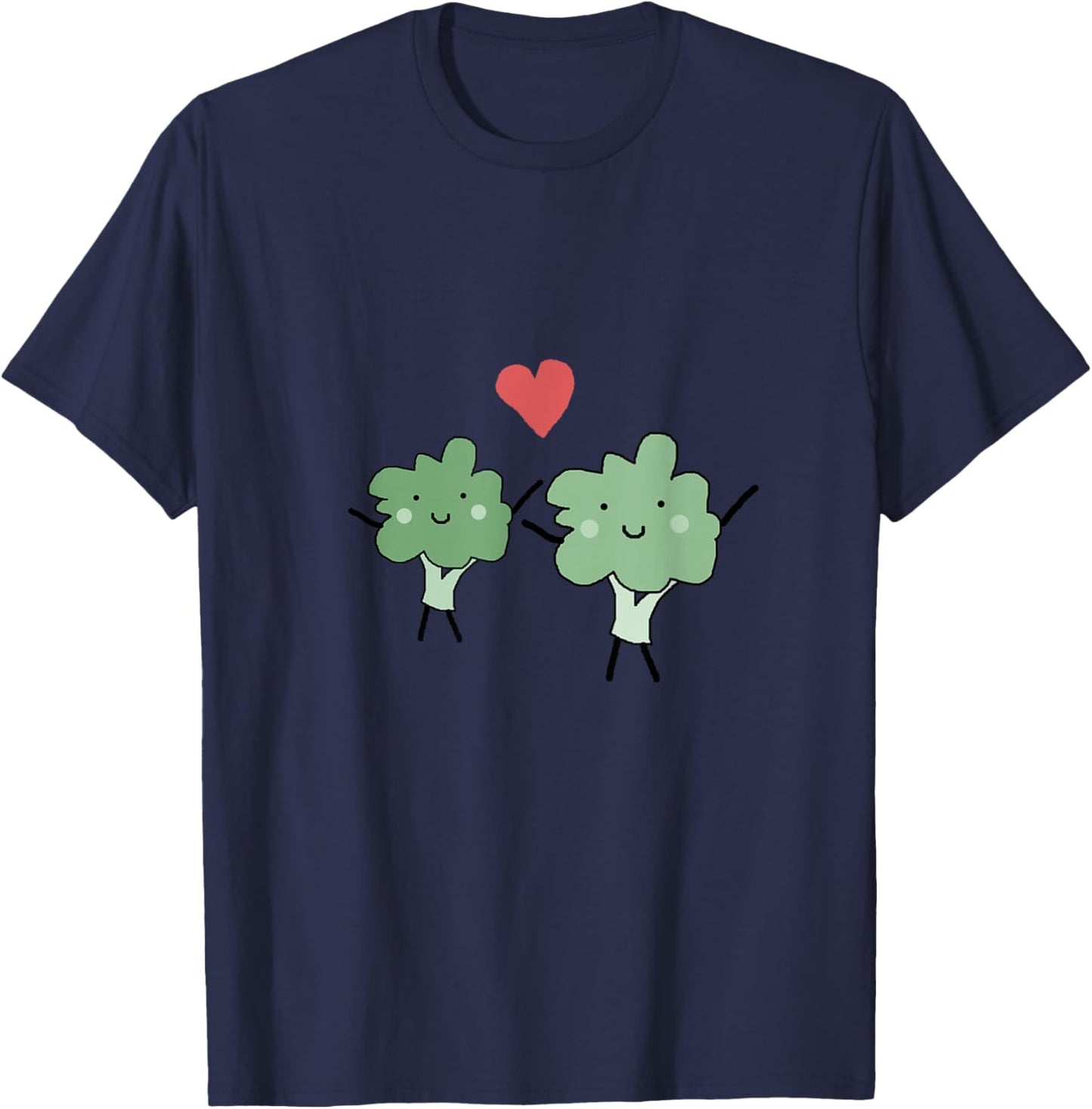 Valentine Broccoli Heart Love Fun T-Shirt - T-Shirt | Navy