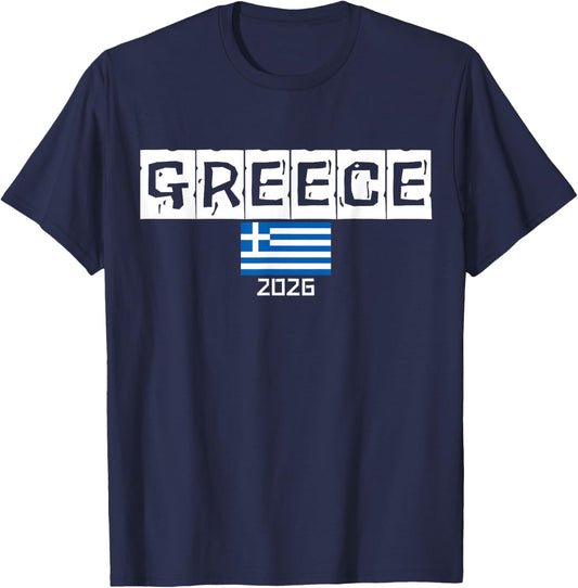 Greece Souvenir 2026 Vacation Trip Fun Matching Travel Flag T-Shirt - T-Shirt | Navy