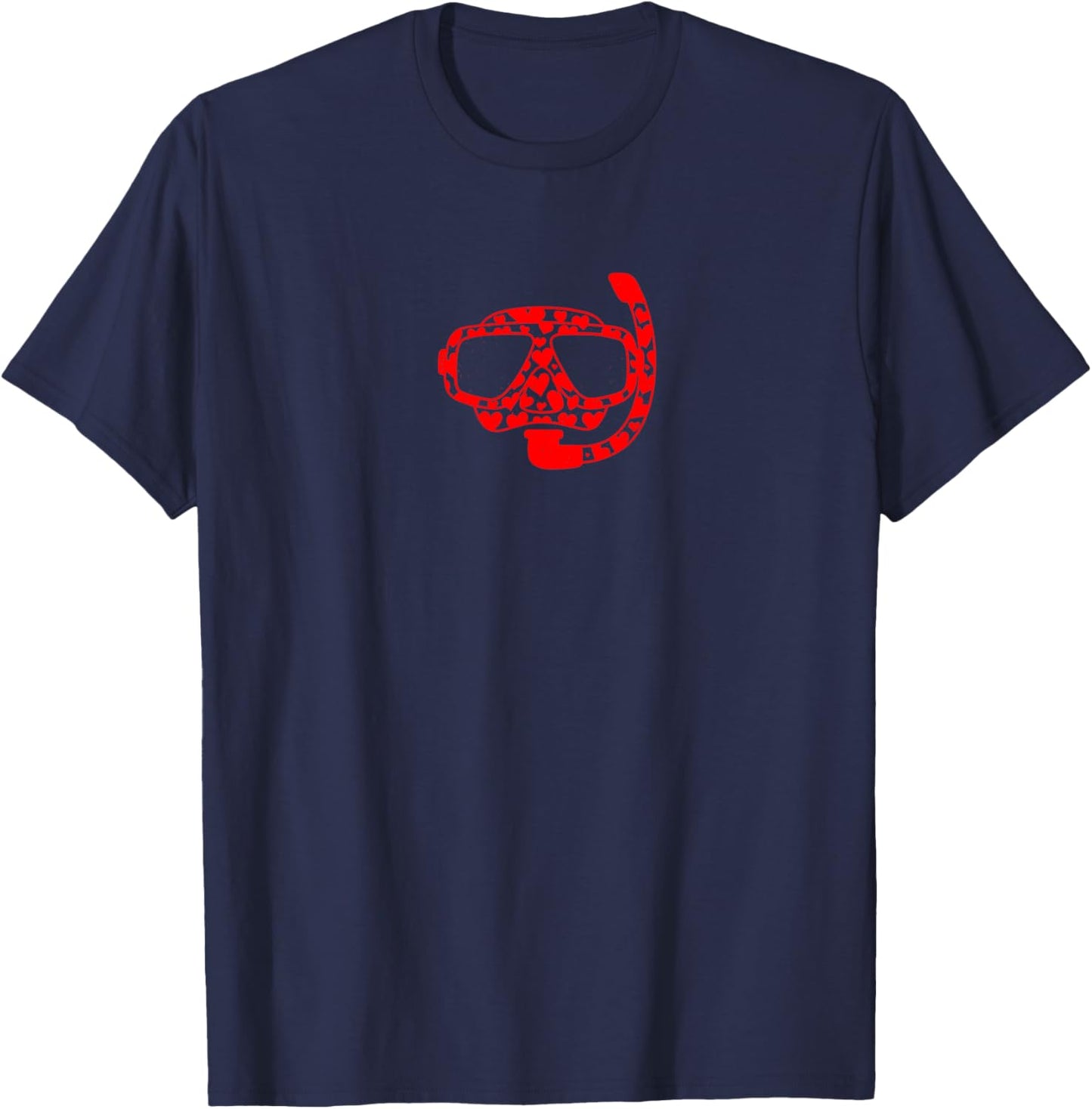 Valentines Day Heart Diving Mask Diver Couple Design T-Shirt - T-Shirt | Navy