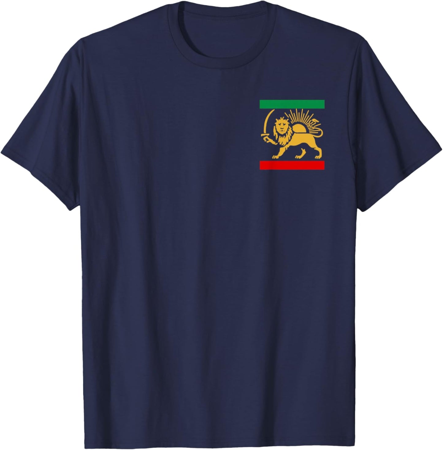Shir o Khorshid Iran Lion & Sun Emblem Iranian Flag Symbol T-Shirt - T-Shirt | Navy