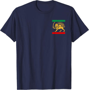Shir o Khorshid Iran Lion & Sun Emblem Iranian Flag Symbol T-Shirt - T-Shirt | Navy