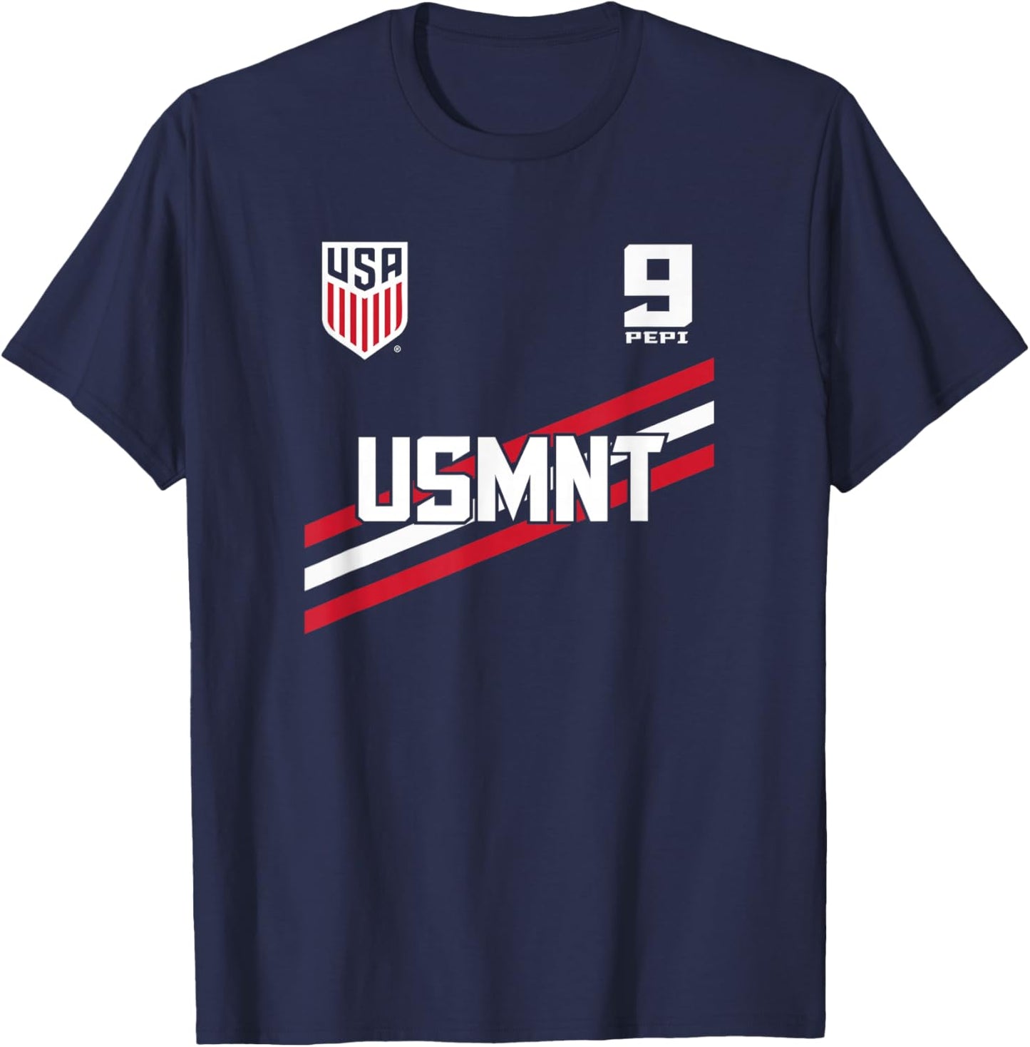 Ricardo Pepi 9 Navy USMNT Officially Licensed T-Shirt - T-Shirt | Navy