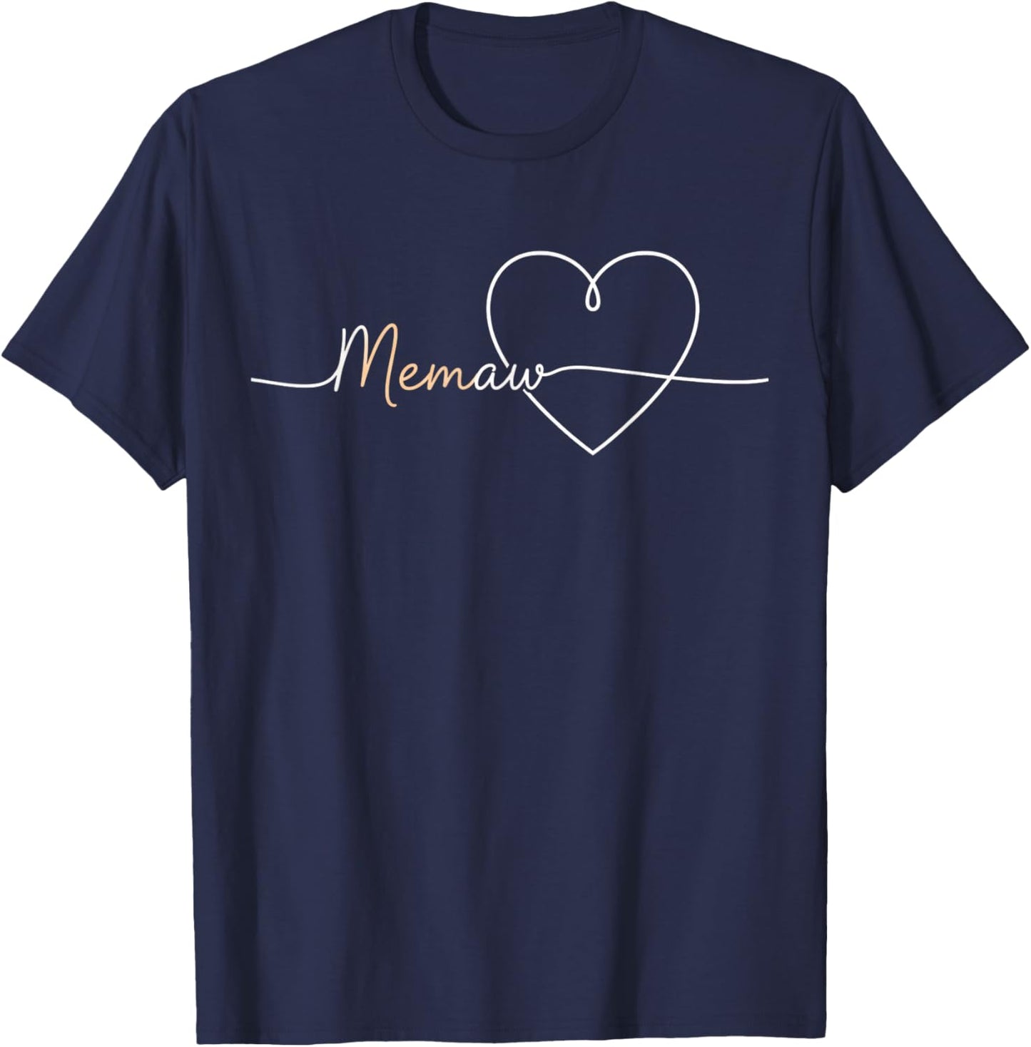 Grandparent Memaw Heart Script Memaw Mother's Day Classic T-Shirt - T-Shirt | Navy