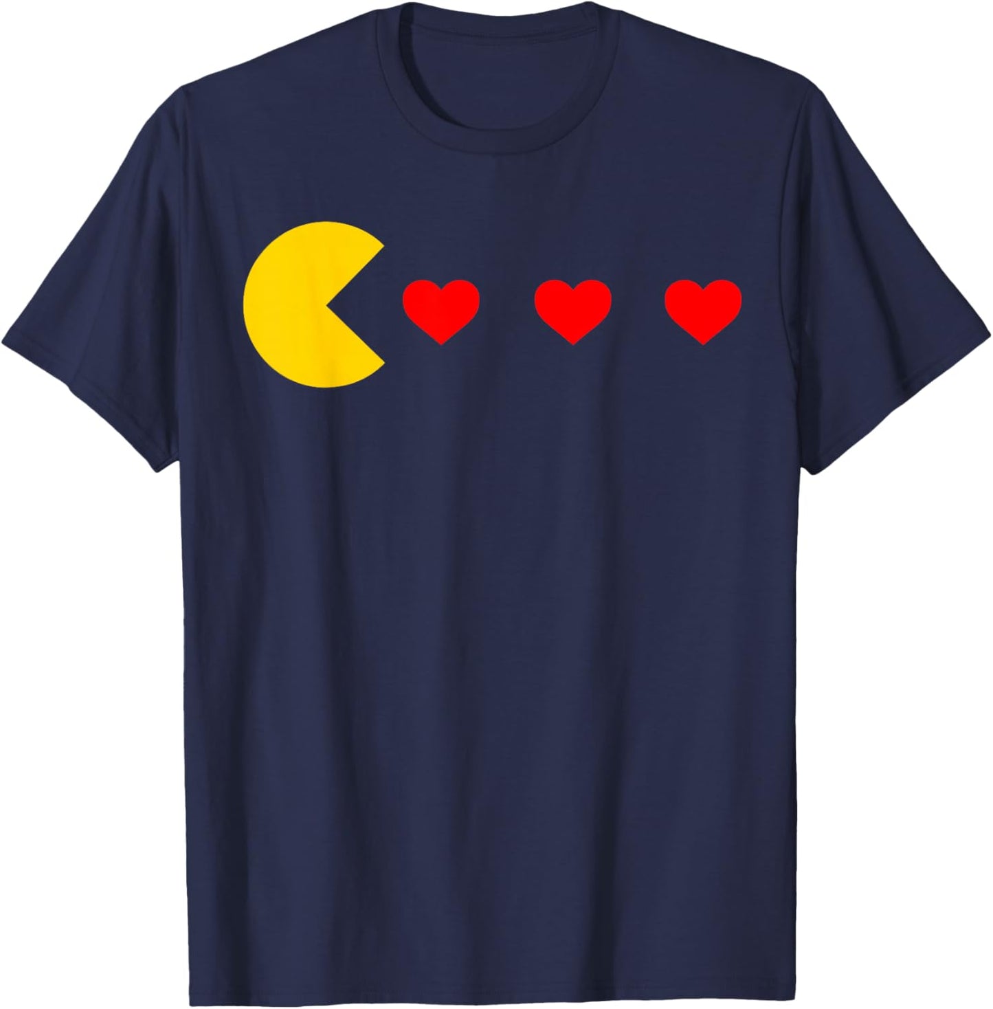 Valentines Day Retro Game Eating Hearts Gaming Boys Kids Men T-Shirt - T-Shirt | Navy