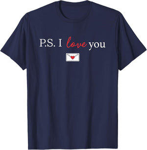 PS I Love You Day Valentine's Day Purple Heart Women Men Kid T-Shirt - T-Shirt | Navy