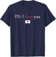 PS I Love You Day Valentine's Day Purple Heart Women Men Kid T-Shirt - T-Shirt | Navy