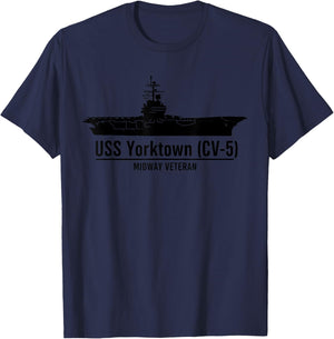 USS Yorktown Men Women CV 5 Aircraft Carrier USS Yorktown T-Shirt - T-Shirt | Navy