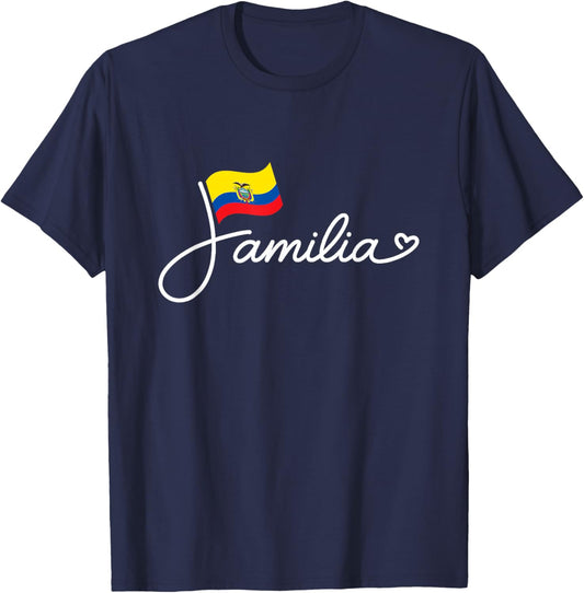 Ecuador Familia - Ecuadorian Flag Family Heritage Word Art T-Shirt - T-Shirt | Navy