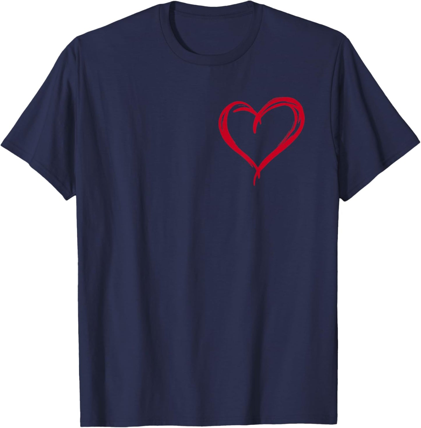 Valentines Day Heart Love Couple Romantic Art Graphic T-Shirt - T-Shirt | Navy