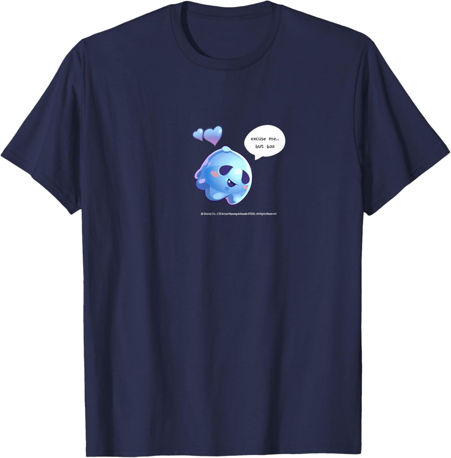 [2025 Halloween] Ragnarok Blue Poring with Heart T-Shirt - T-Shirt | Navy