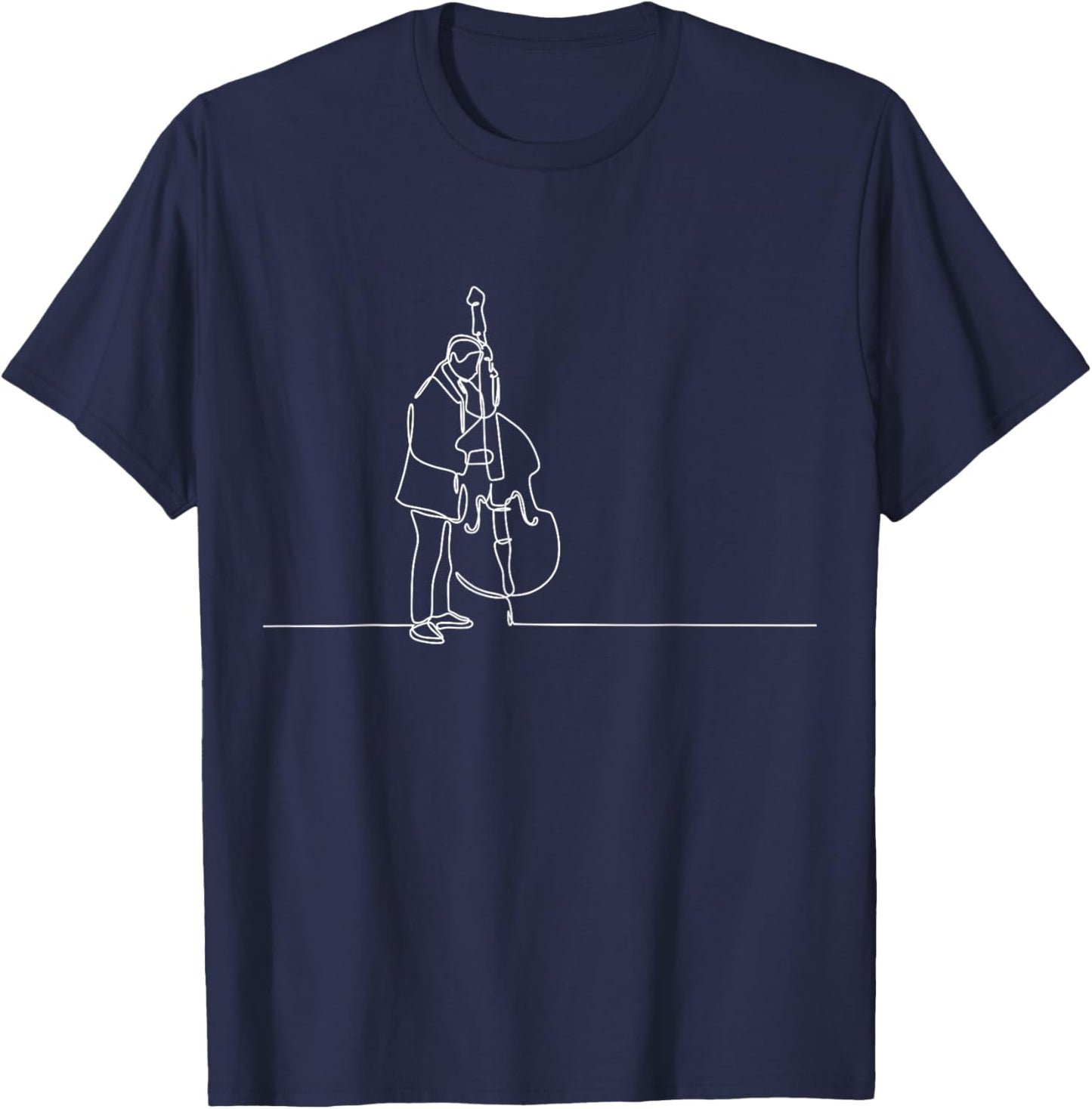 Double Bass Standup Vertical Bass Line Art for Jazz Musician T-Shirt - T-Shirt | Navy
