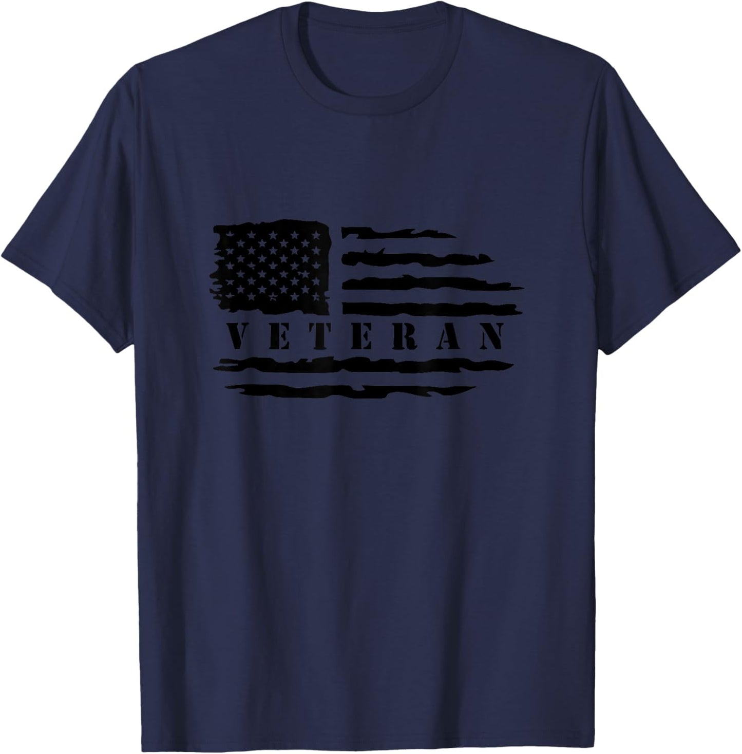 Veteran American Flag Memorial Day Patriotic Soldiers Army T-Shirt - T-Shirt | Navy