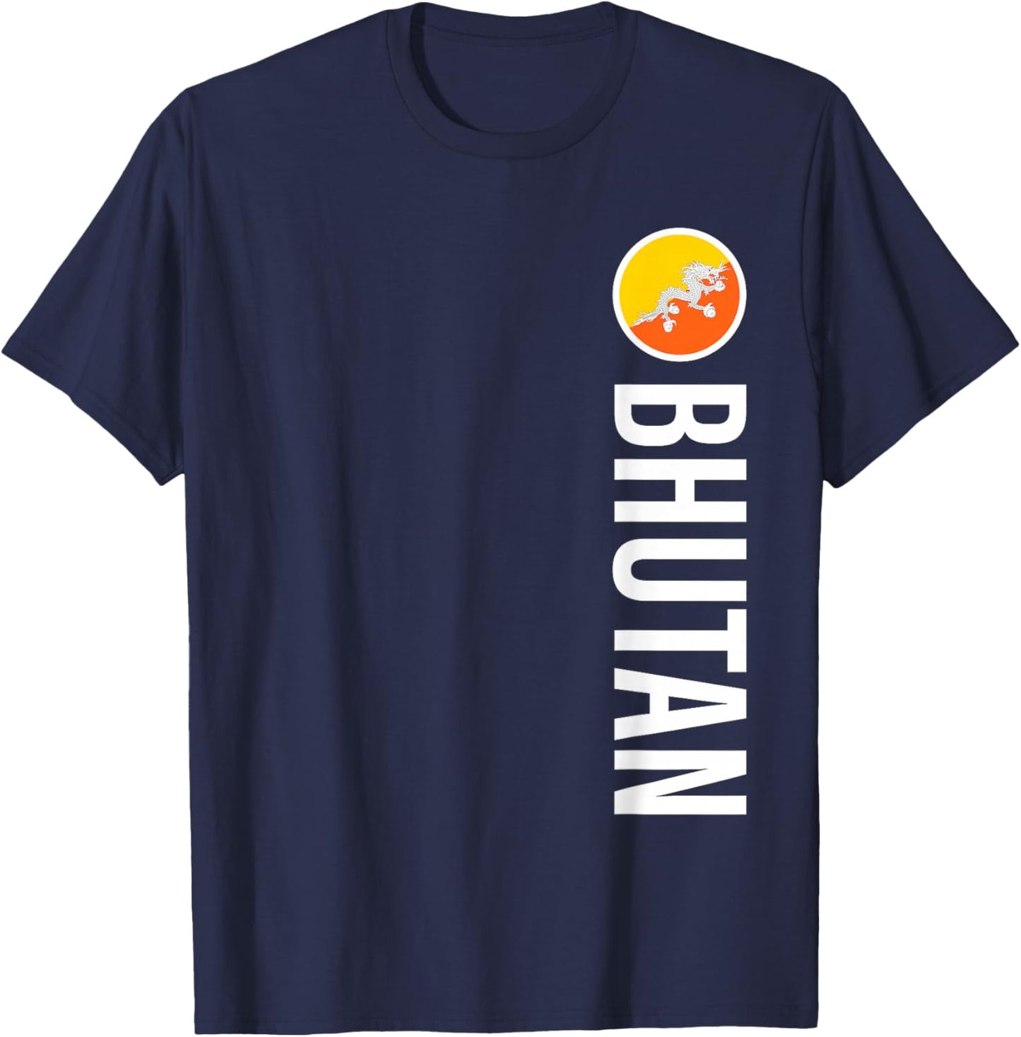 Bhutan Flag Vertical T-Shirt - T-Shirt | Navy