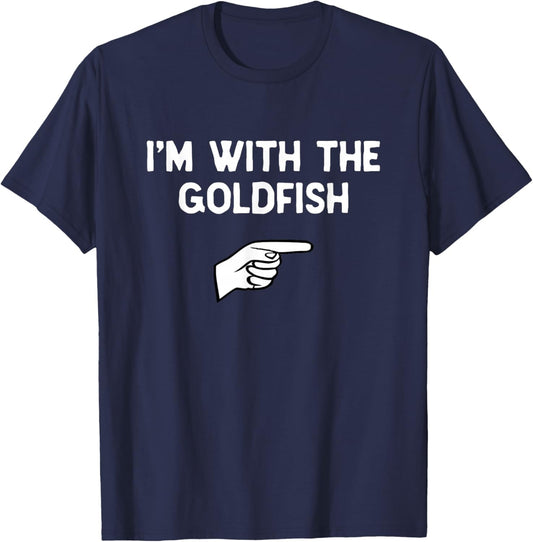 I’m with The Goldfish Halloween Matching Costume Gold-Fish T-Shirt - T-Shirt | Navy