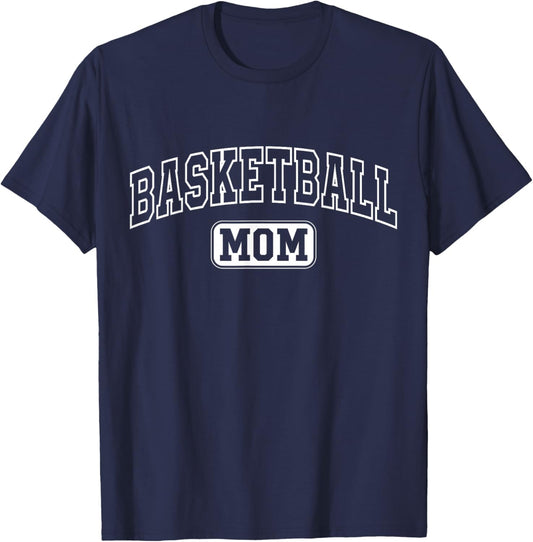 Basketball Mom Fun Athletic Lettering Mothers Day Mama Coach T-Shirt - T-Shirt | Navy