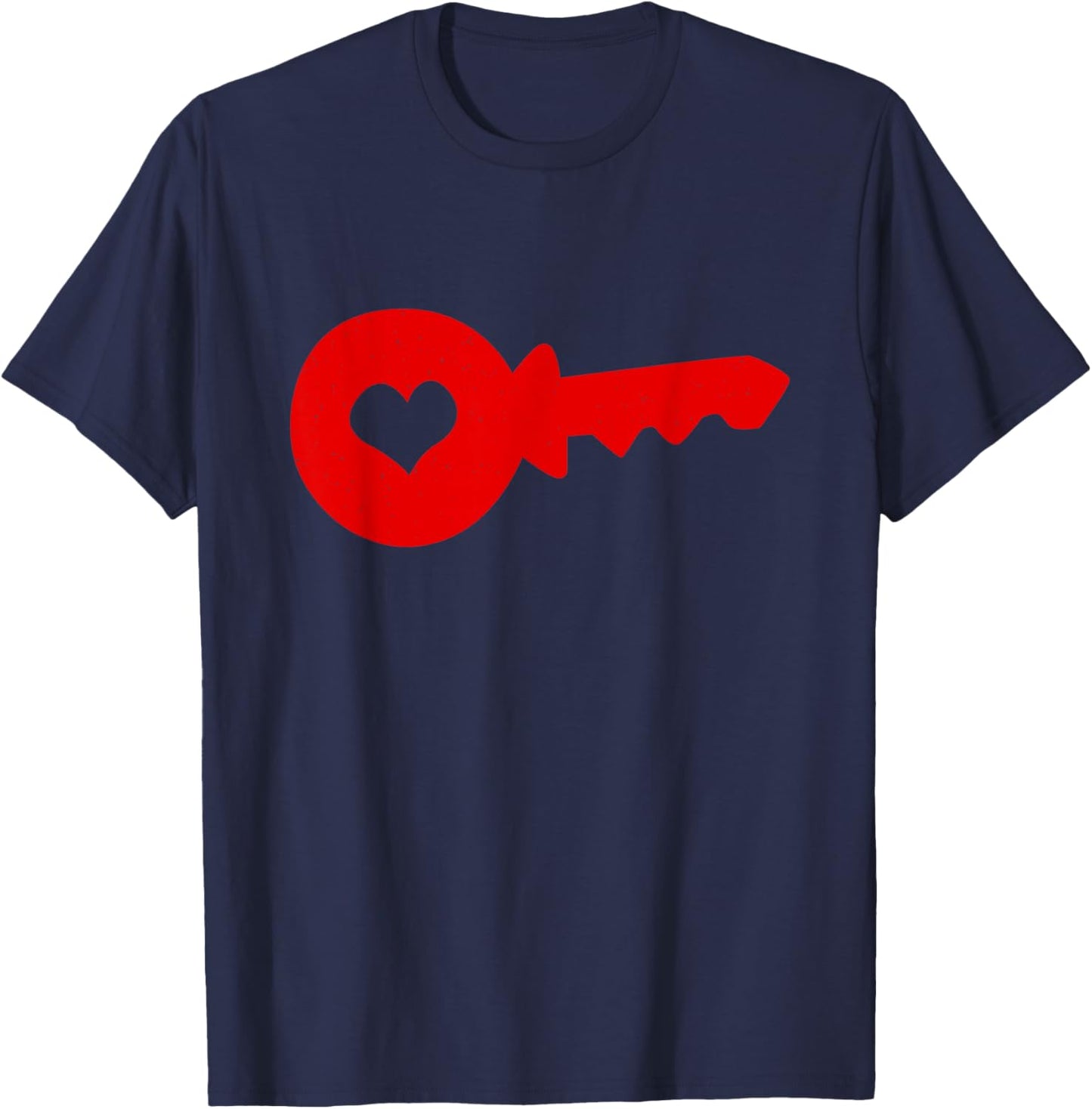 Valentines Day Love Key Couple Matching Design T-Shirt - T-Shirt | Navy