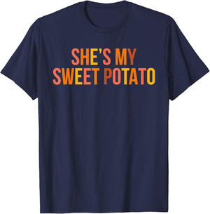 Shes My Sweet Potato and I Yam Thanksgiving Couple Matching T-Shirt - T-Shirt | Navy