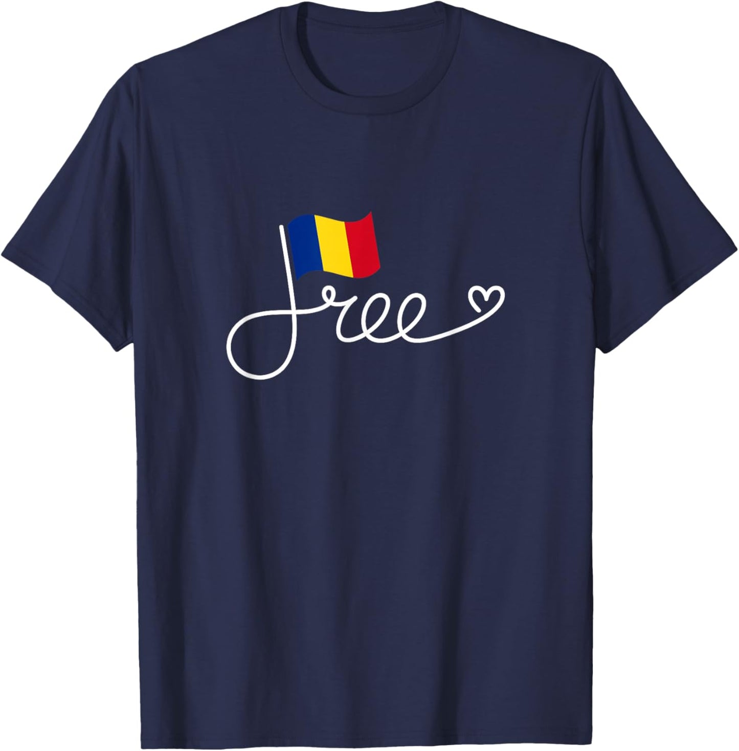 Free Romania Flag - Romanian Freedom Word Art T-Shirt - T-Shirt | Navy