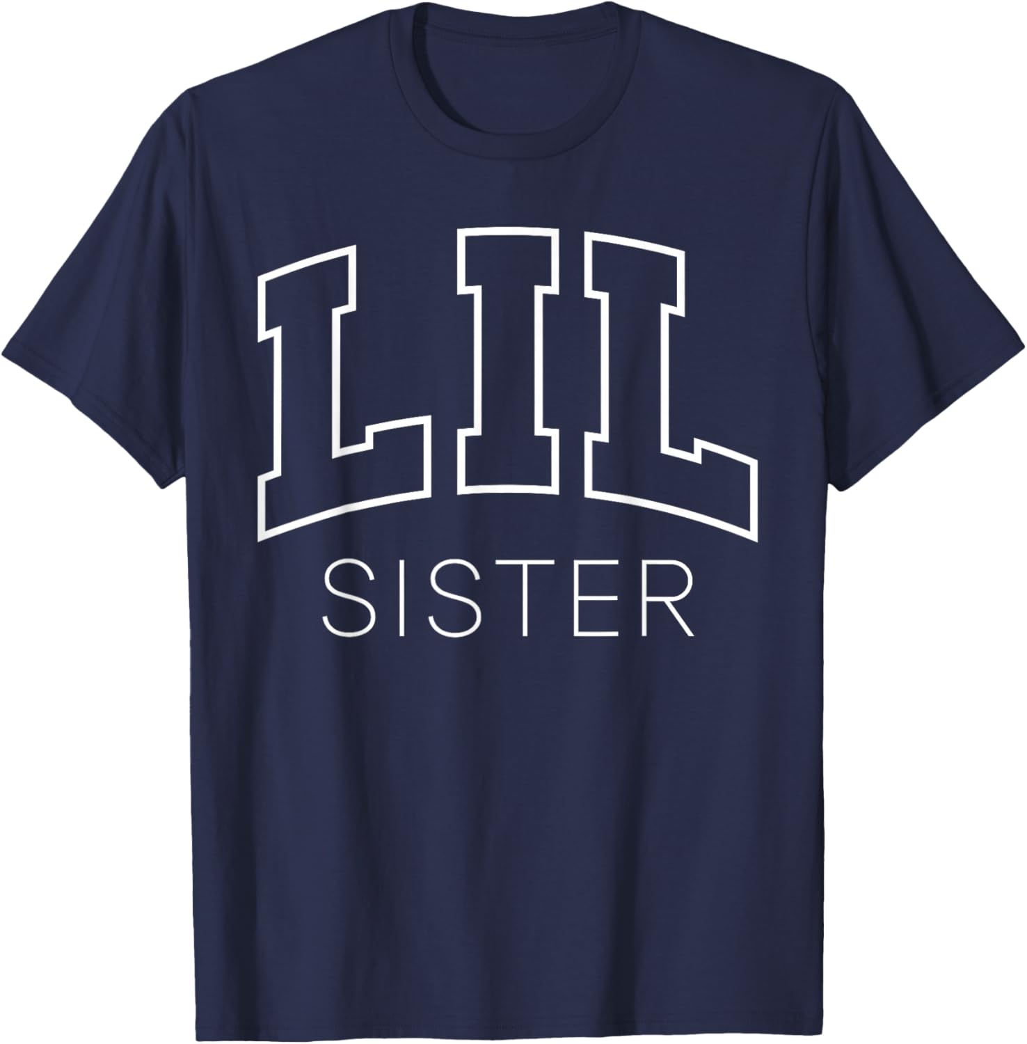 Lil Sister Funny Athletic Lettering Siblings Little Sister T-Shirt - T-Shirt | Navy