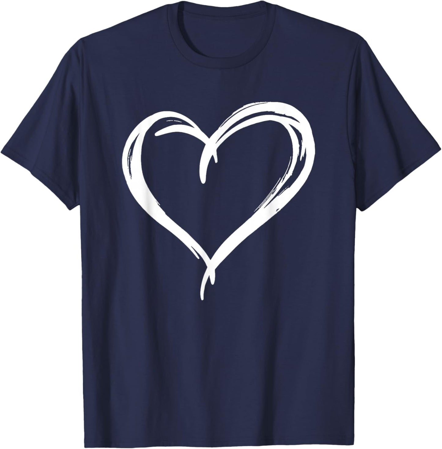 Valentines Day Heart Love Couple Romantic Art Graphic T-Shirt - T-Shirt | Navy