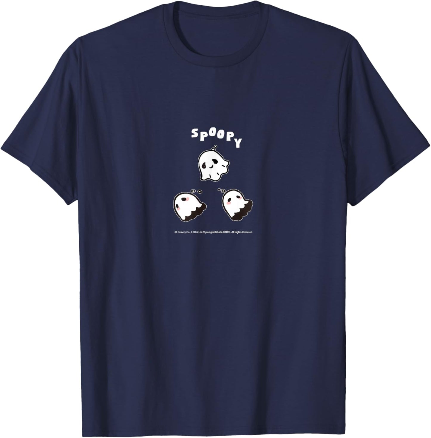[2025 Halloween] Spoopy Triple Ghost Meme T-Shirt - T-Shirt | Navy