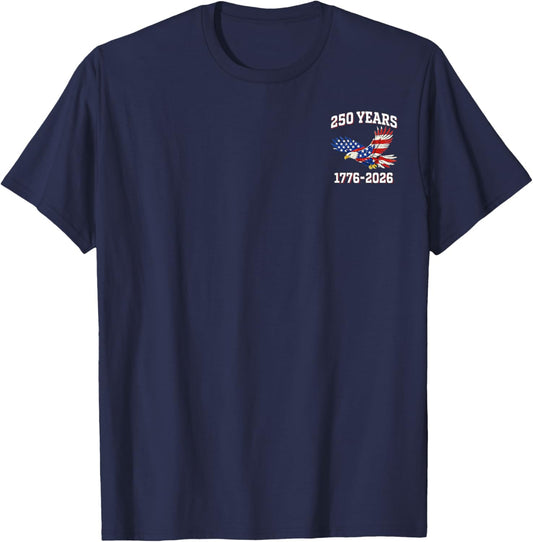 250th Anniversary USA Flag Patriotic 1776 2026 4th of July T-Shirt - T-Shirt | Navy
