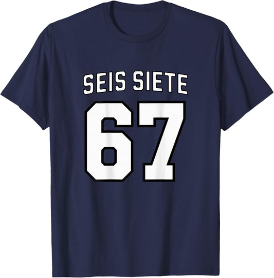 SEIS Siete 67 Spanish Football Soccer Jersey Number Design T-Shirt - T-Shirt | Navy
