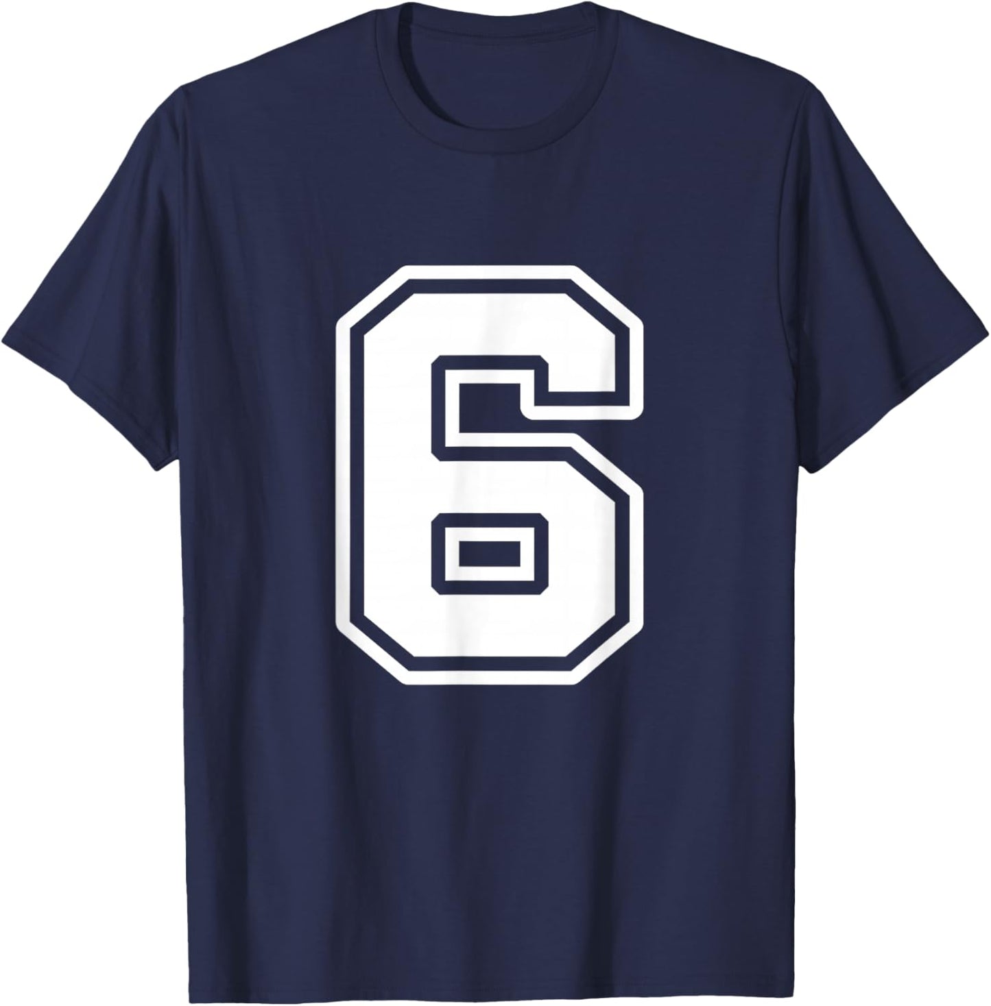 6th Birthday 6 Years Number 6 Uniform Sports Team Jersey T-Shirt - T-Shirt | Navy