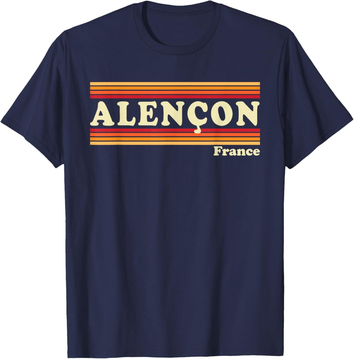 Vintage 80s Alencon France Retro Graphic T-Shirt - T-Shirt | Navy