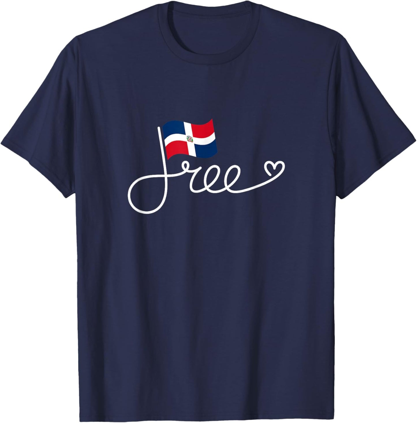 Free Dominican Republic Flag - Dominican Freedom Word Art T-Shirt - T-Shirt | Navy