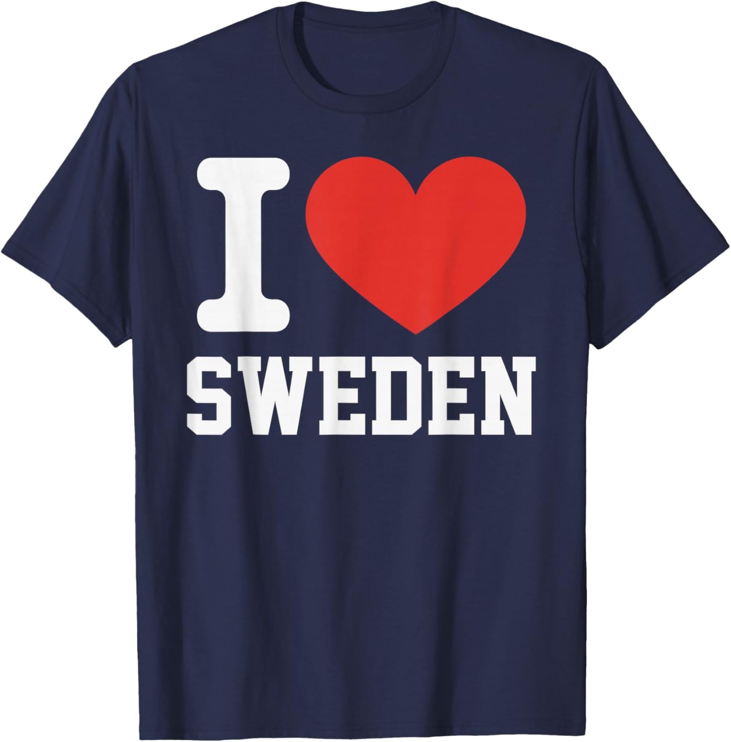 I Love Sweden Heart Souvenir Lovers Pride Travel T-Shirt - T-Shirt | Navy