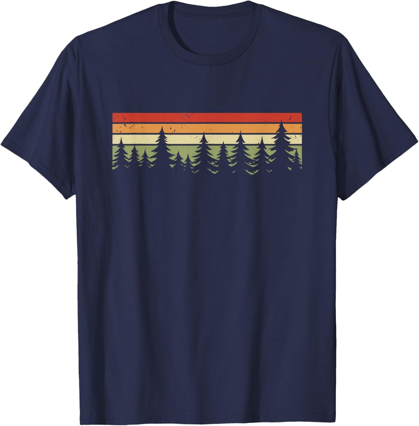 Trees Landscape Vintage Forest T-Shirt - T-Shirt | Navy