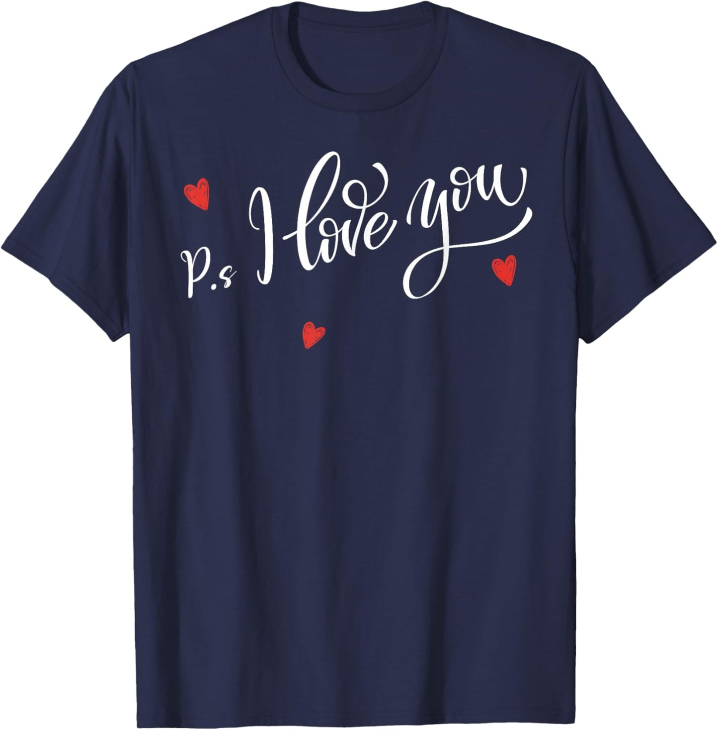 PS I Love You Day Valentine's Day Purple Heart Kid Men Women T-Shirt - T-Shirt | Navy