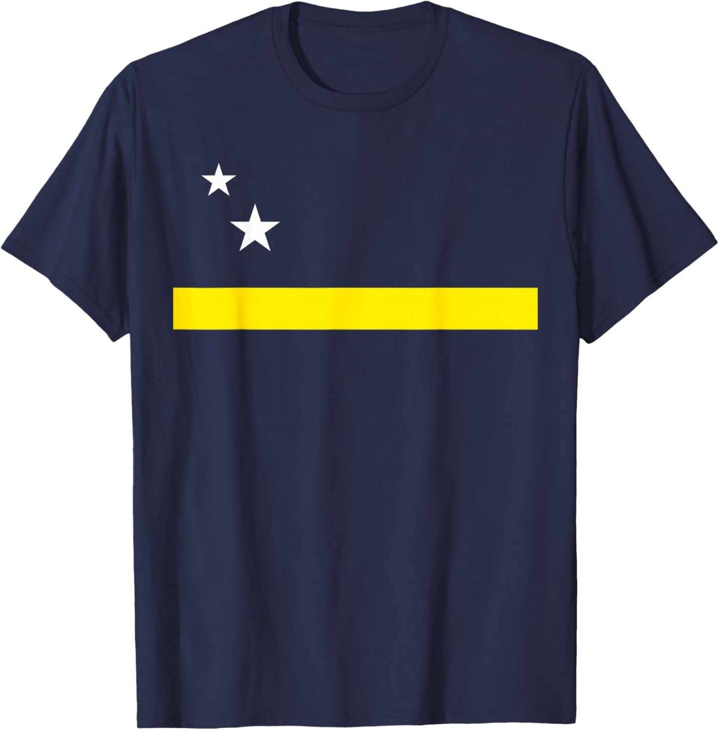 Minimal Curacao Flag Inspired Stars and Stripe Art T-Shirt - T-Shirt | Navy