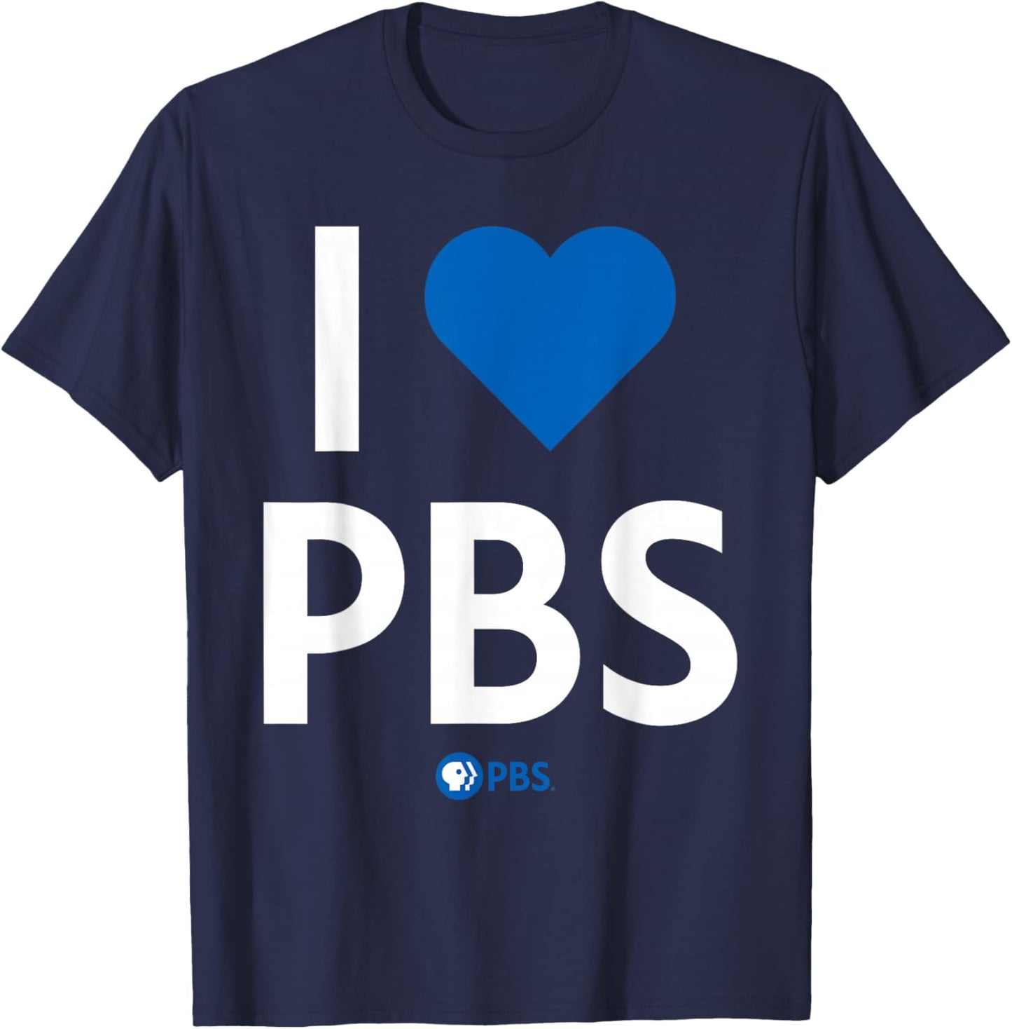 PBS I Heart PBS Support Public Broadcasting Modern Type T-Shirt - T-Shirt | Navy