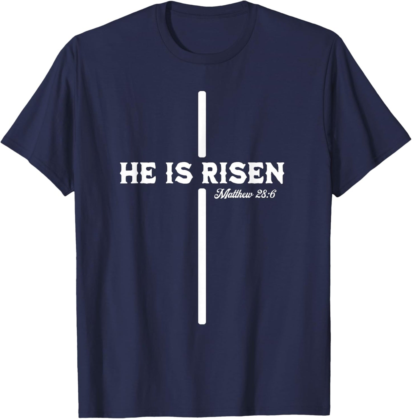 He is Risen Cross Jesus Happy Easter Christian Men Women Kid T-Shirt - T-Shirt | Navy
