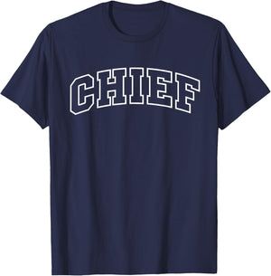 Chief Funny Athletic Lettering Father's Day Grandpa T-Shirt - T-Shirt | Navy