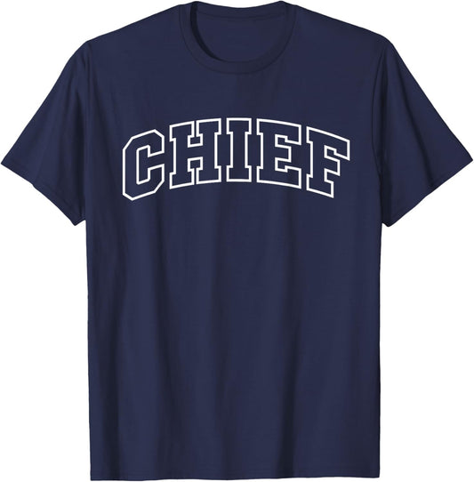 Chief Funny Athletic Lettering Father's Day Grandpa T-Shirt - T-Shirt | Navy