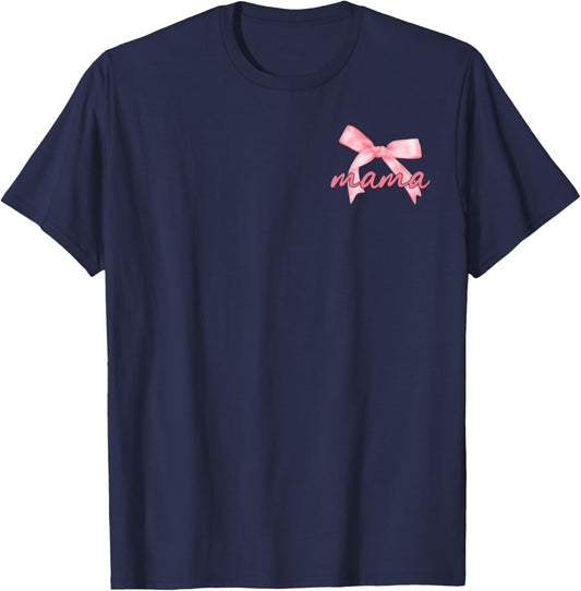 Mama of The Birthday Girl Pink Coquette Bow Family Matching T-Shirt - T-Shirt | Navy