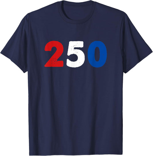 250 Years 1776-2026 250th Birthday USA Patriotic 4th of July T-Shirt - T-Shirt | Navy