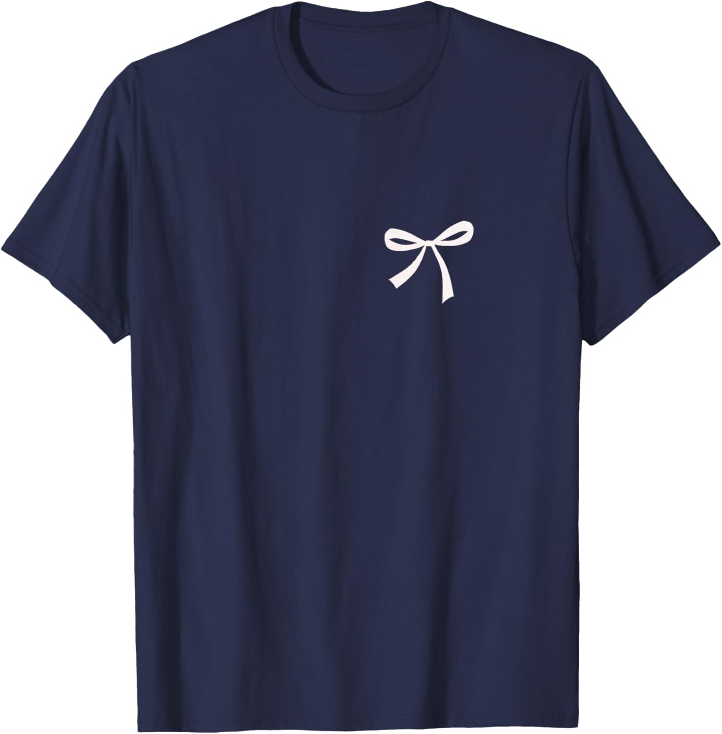 Cute Minimalist Bow Knot Graphic Women Girl Casual Ribbon T-Shirt - T-Shirt | Navy