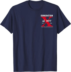 (2 Sided) GEN X EST 1977 The Badass Generation Before All T-Shirt - T-Shirt | Navy