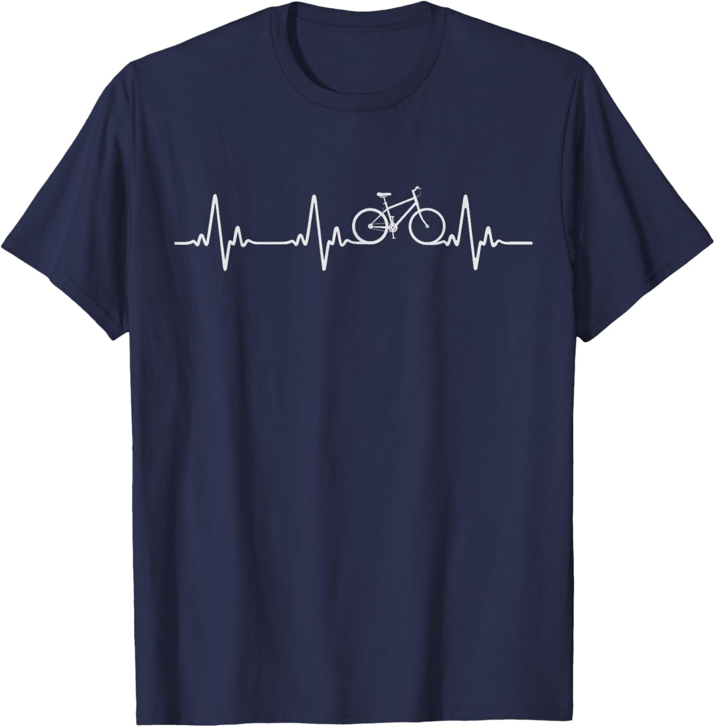 Bicycle Cycling Heartbeat Bike Ride Mountainbike MTB Cyclist T-Shirt - T-Shirt | Navy