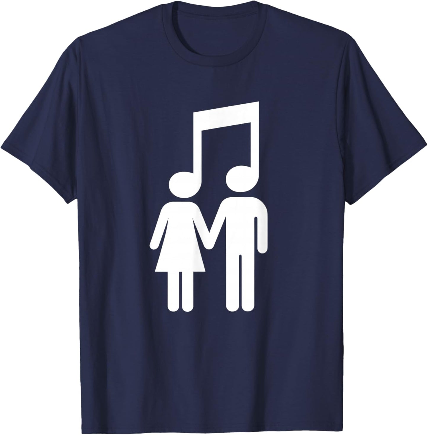 Music Note Stick Love Figure Concert Couple T-Shirt - T-Shirt | Navy