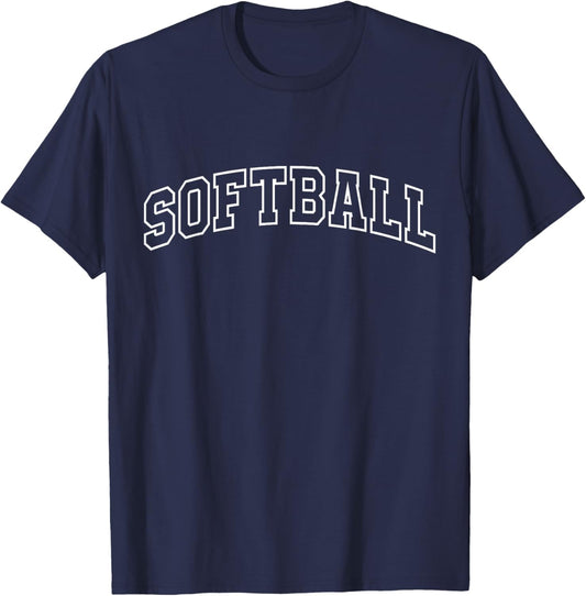 Softball Funny Athletic Lettering Team Player Coach T-Shirt - T-Shirt | Navy