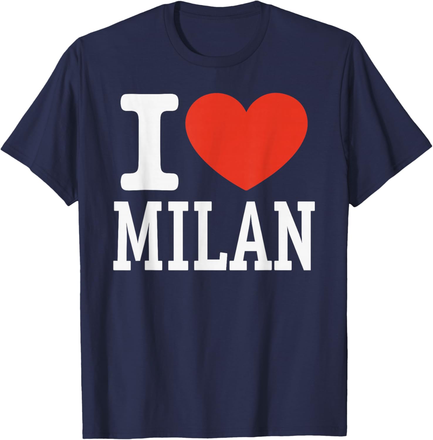 I Love Milan City Heart Graphic Souvenir Travel T-Shirt - T-Shirt | Navy
