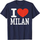 I Love Milan City Heart Graphic Souvenir Travel T-Shirt - T-Shirt | Navy