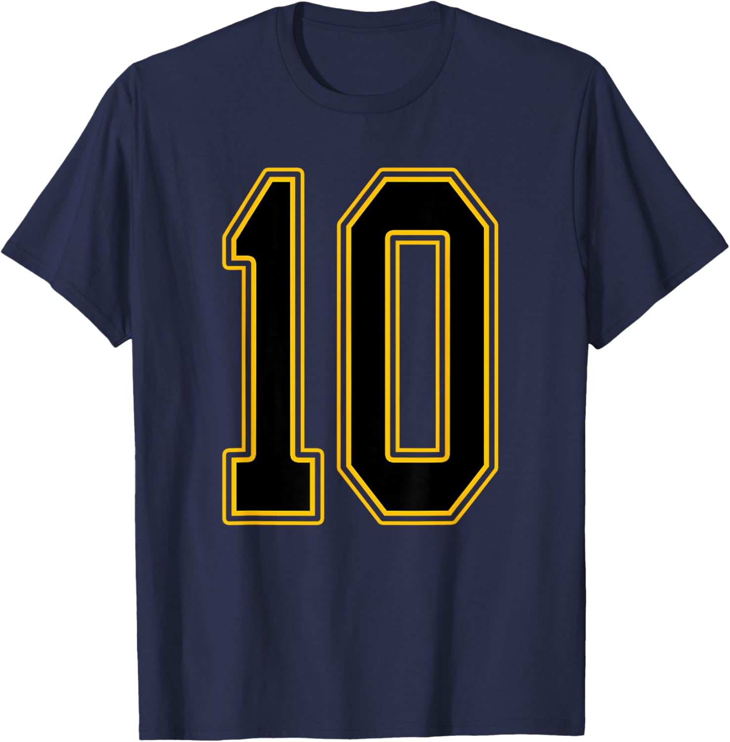 Black and Gold Number 10 Jersey Player Uniform #10 T-Shirt - T-Shirt | Navy